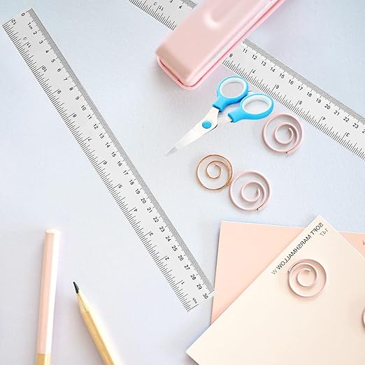 YouOKLight Plastic Ruler 30cm, Clear Ruler,Transparent Ruler 12 inch,Metric Ruler,Ruler 30cm for School,Transparent Straight rulers for Kids,and Office use,Drafting Tools,Measuring Tools,Pack of 2.