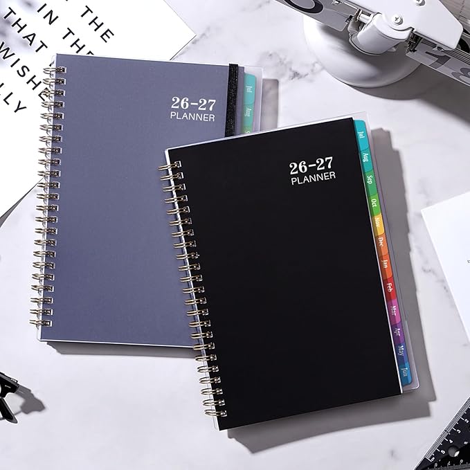 Planner 2026-2027 - Academic Planner 2026-2027, Jul. 2026 - Jun. 2027, 6.3'' x 8.4'', Weekly and Monthly Planner 26-27 with Back Pocket, Transparent PP Cover, Colorful Monthly Tabs