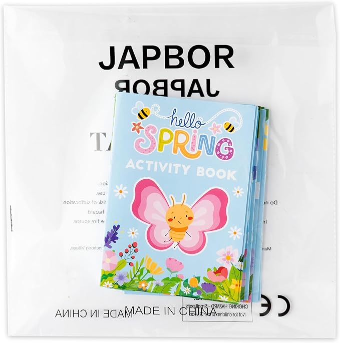 JAPBOR Spring Butterfly Activity Coloring Books - Mini Springtime Activities Color Book Bulk for Kids Party Favors, Butterflies Flowers Small Colour Pages for Easter Gifts Class Drawing Painting Games