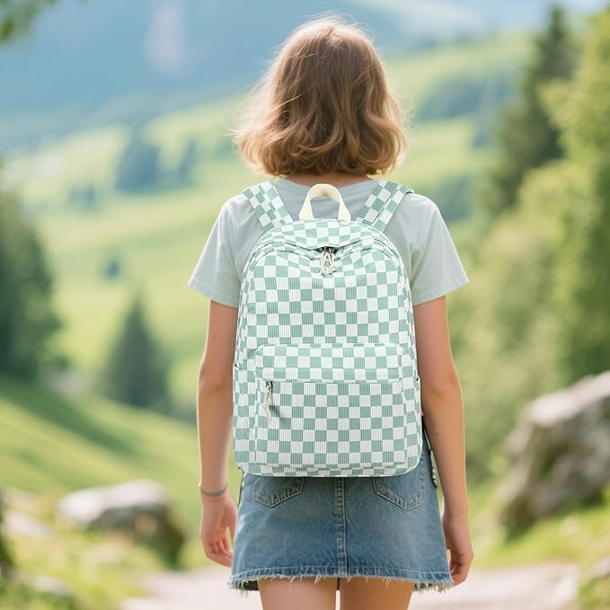 BTOOP School Backpack for Teens Large Corduroy Bookbag Lightweight 15.6 inch Laptop Bag for Girls Women Casual High School College