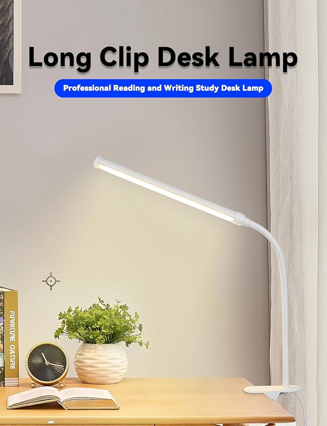 2 Pack LED Desk Lamp with Clamp, Desk Lamps for Home Office Three Colors Dimming, Computer Desk Monitor Light Bar Curved, Clip on Reading Accessories Lighting, Work from Home Essentials