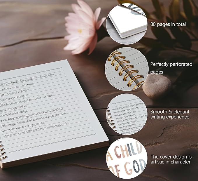 Christian Spiral Notebook journal,I am a Child of God,Boho Rainbow Hardcover College Ruled Spiral Notebook Journal for Work Notes School Student Teacher,Inspirational Gifts for Women Teen Girls