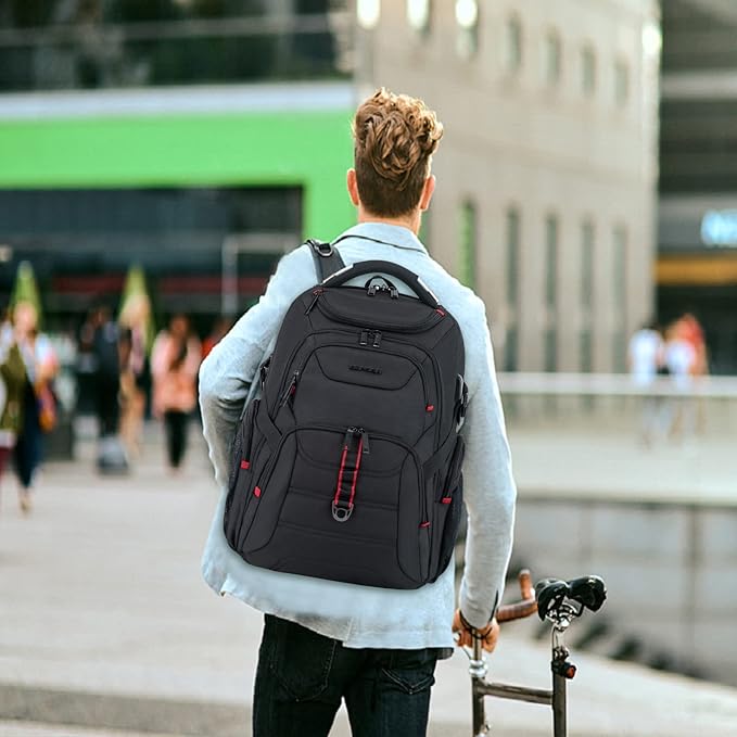 EMPSIGN Travel Laptop Backpack for men, 17.3 Inch Computer Backpack, 45L Anti-Theft Business Laptop Backpack with USB Charging Port, Water-Repellent Work College School Backpack for Men Women, Black