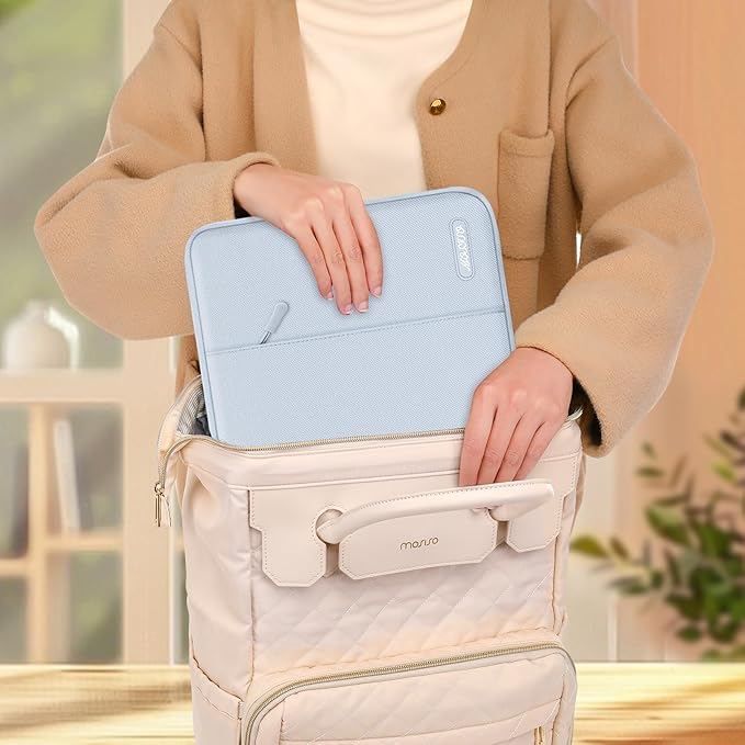 MOSISO Laptop Case 13 inch, Laptop Sleeve Compatible with MacBook Neo/Air/Pro 13 inch with A18/M5/M4/M3/M2/M1 Chip 2026-2016, Polyester Vertical Computer Sleeve Bag with Pocket, Baby Blue