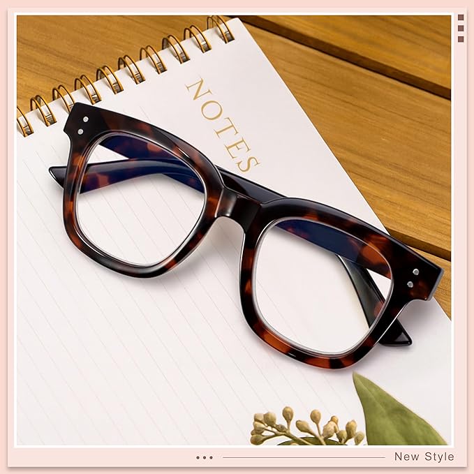 Madison Avenue Oversized Blue Light Blocking Glasses for Women Fashion Blue Light Blockers Anti Eyestrain & UV Protection Computer Eyeglasses (Dark Tortoiseshell)