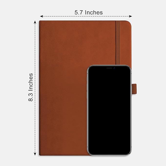 RETTACY Lined Journal Notebook, 2-Pack, 192 Numbered Pages per Pack, A5 Medium Size (5.7'' x 8.3''), for Men & Women, Writing, Work, Leather Hardcover, 100 GSM Thick Paper (Black & Brown)