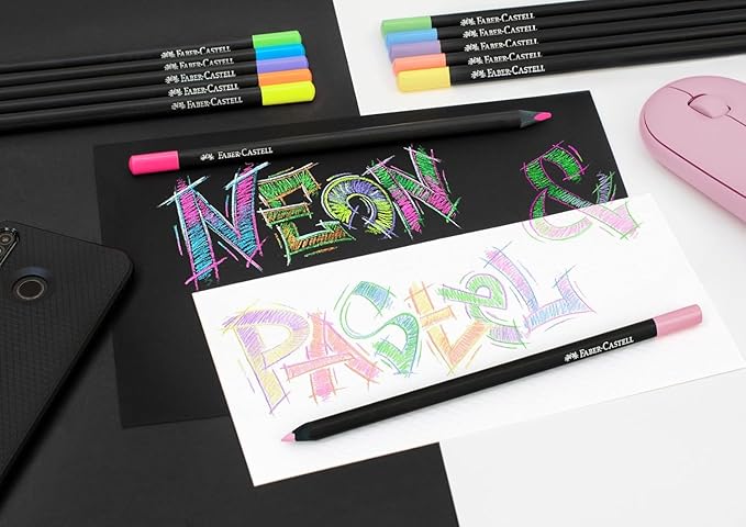 Faber-Castell Black Edition Colored Pencils, Neon & Pastel, Spring Craft Supplies