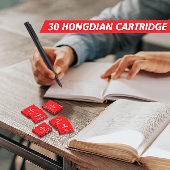 Hongdian Fountain Pen Red Ink Cartridges, 30 Refill Ink Cartridges, 3.4 mm Bore Diameter