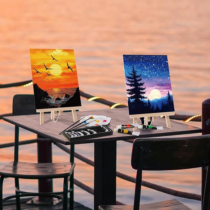 Cholemy 36 Pcs Paint and Sip Kit for Adults 8''x10'' Pre Drawn Canvas for Painting DIY Afro Acrylic Painting Kit Wood Easel Brushes Date Night Bulk for Mother's Day Party Gifts