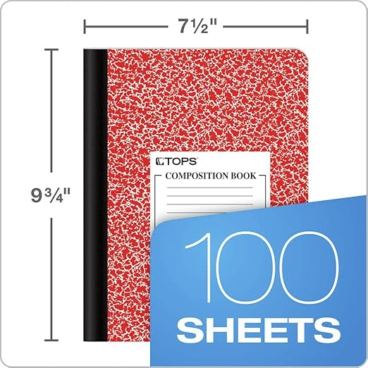 TOPS 63794 Composition Book w/Hard Cover, Legal/Wide, 9 3/4 x 7 1/2, White, 100 Sheets