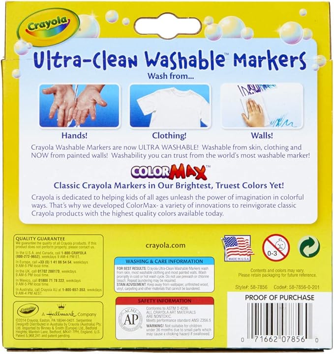 Crayola Ultra Clean Washable Markers, Tropical, Gift for Kids, 10Count
