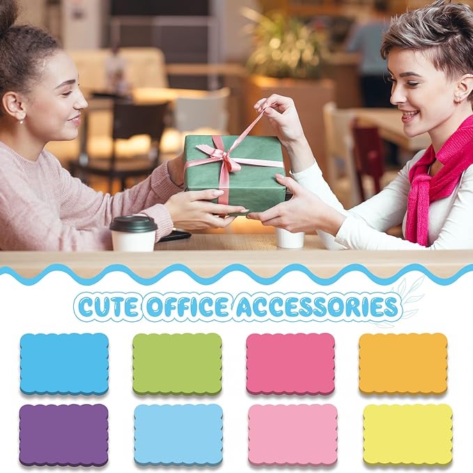 Eaasty 8 Pack Scalloped Aesthetic Sticky Notes Bulk Colorful Cute Wavy Self Sticky Note Pads 3" x 5" Blank Rainbow Colors Note Pads for Back to School Office Supplies 240 Sheets