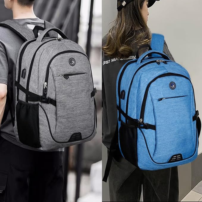 SHRRADOO Anti Theft Laptop Backpack Travel Backpacks with Combination Lock for Women Men College Backpack Computer Bag Fits 17 Inch Laptop,Sky Blue