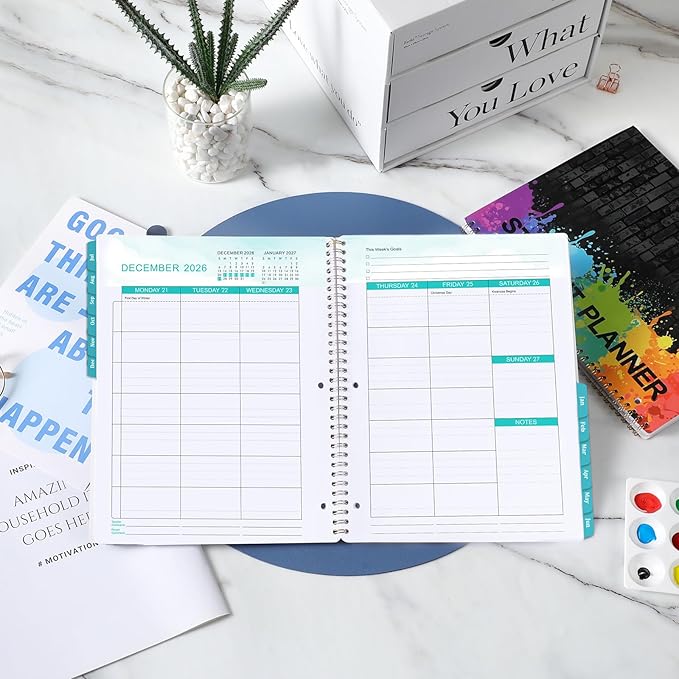 Student Planner 2026-2027 - Monthly and Weekly School Planner 2026-2027 with Stickers, July 2026 - June 2027, 9" x 11", Green Tabs
