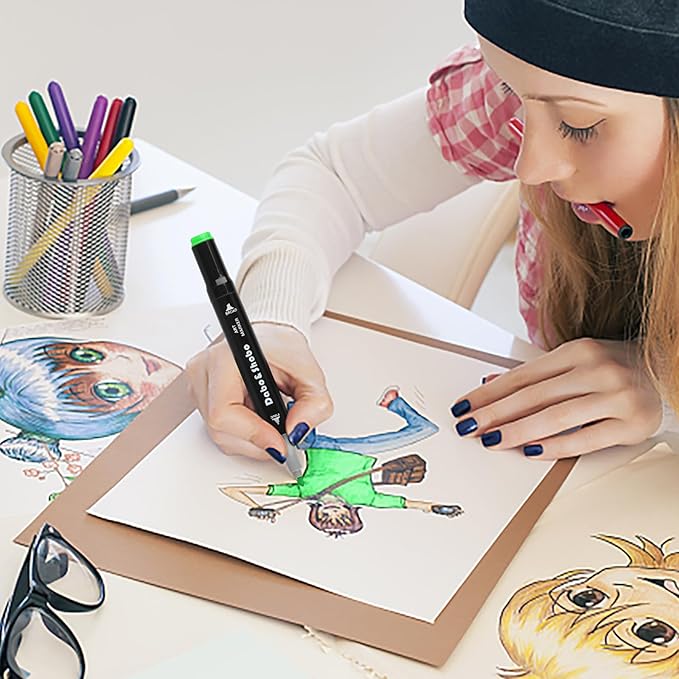 Dabo&Shobo 24 Colors Drawing Markers, Dual Tip Art Markers, Coloring Marker For Adult Sketching And Coloring
