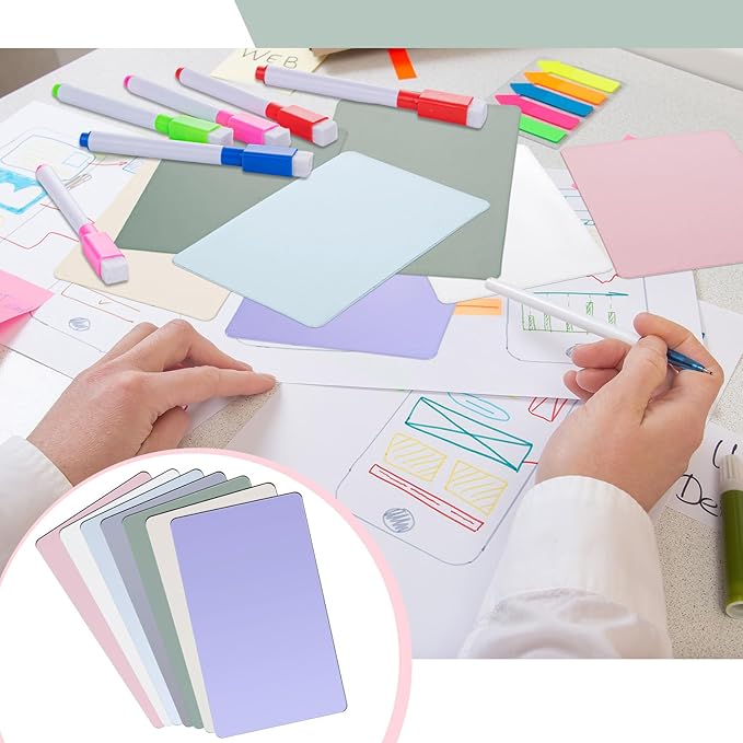 Harloon 100 Pcs Dry Erase Index Cards 3 x 5 Inch Laminated Reusable Dry Erase Note Cards Sheets for Office Home Housework to Do List(Morandi)