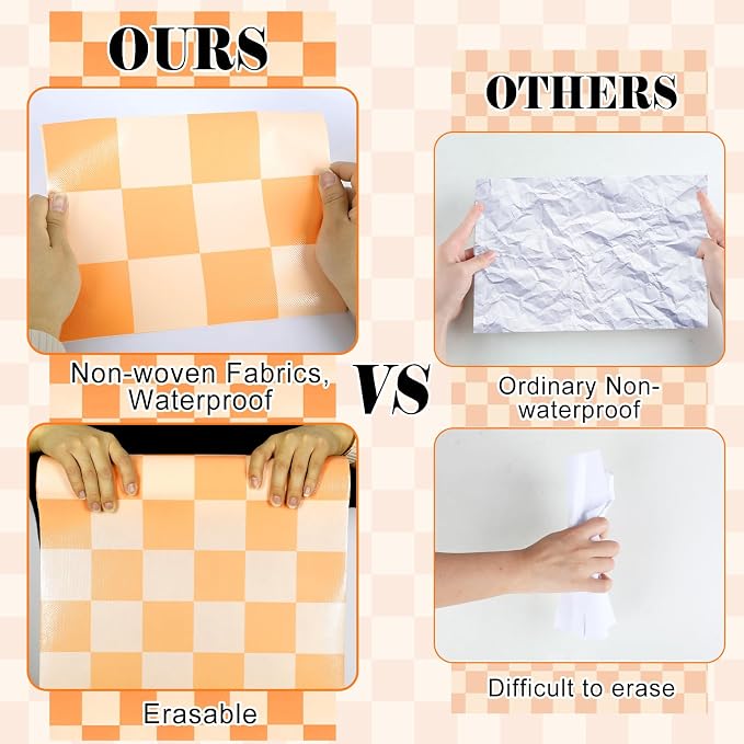 Orange Checkered Bulletin Board Roll Non-Woven Fabric Poster 15.7" x65.6ft