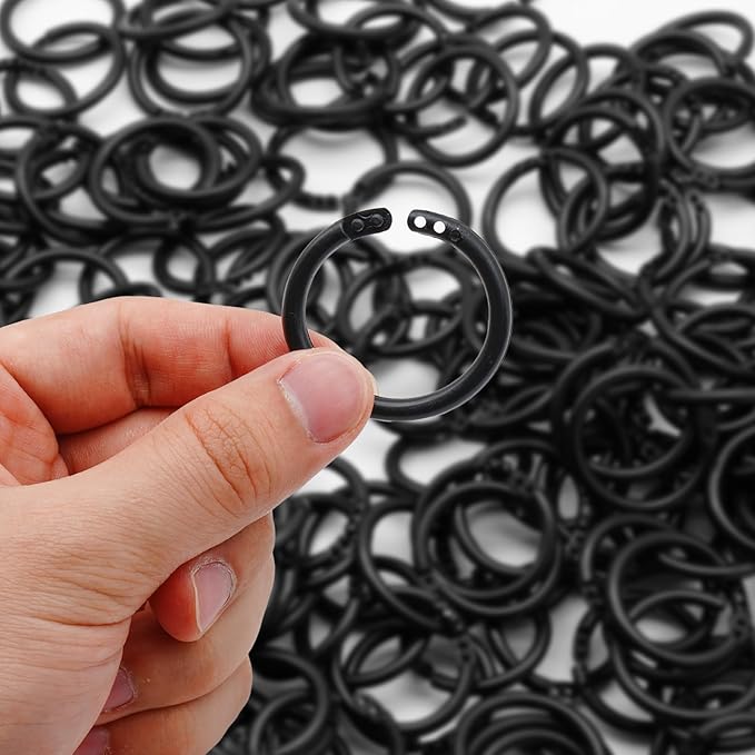 210 Pcs 1.1 Inch Plastic Binder Rings, Loose Leaf Binder Book Rings, Black Index Card Rings Binder Clip Rings for Flash Cards, Key Rings, Index Cards, Paper (28mm)