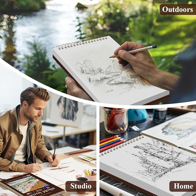 Mofuny Mixed Media Sketchbook 11x14, 50 Sheets - 110lb/180gsm Thick Paper for Painting | Mixed Media Pad & Water Color Sketch Books for Adults, Teens & Painting Supplies for Artists.