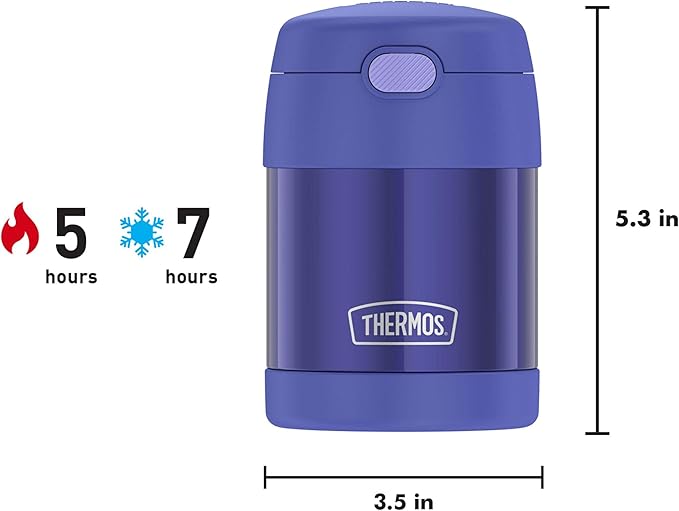 THERMOS FUNTAINER Insulated Food Jar,10 Ounce,Kid Friendly Food Jar with Foldable Spoon,Purple,(Pack of 6)