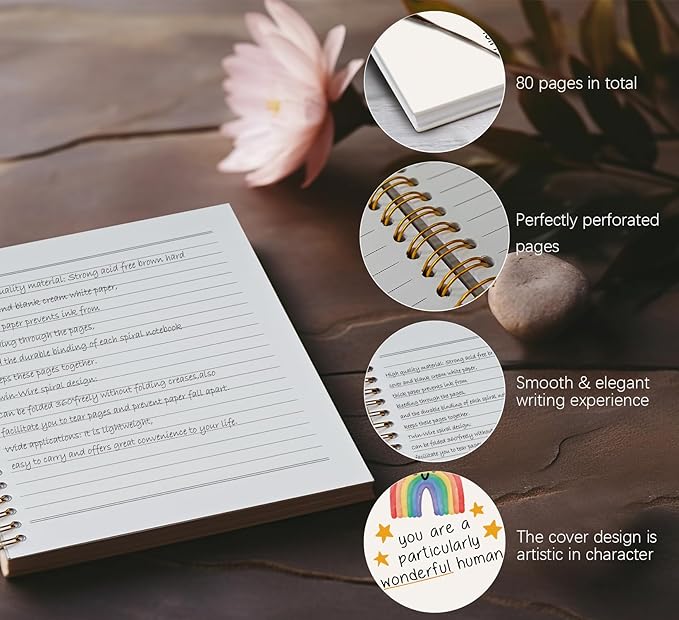 Boho Positive Rainbow Spiral Notebook Journal,You are Particulary College Ruled Spiral Notebook for Teenage Girls Women,Hardcover Spiral Notebook for Offices Schools Classrooms