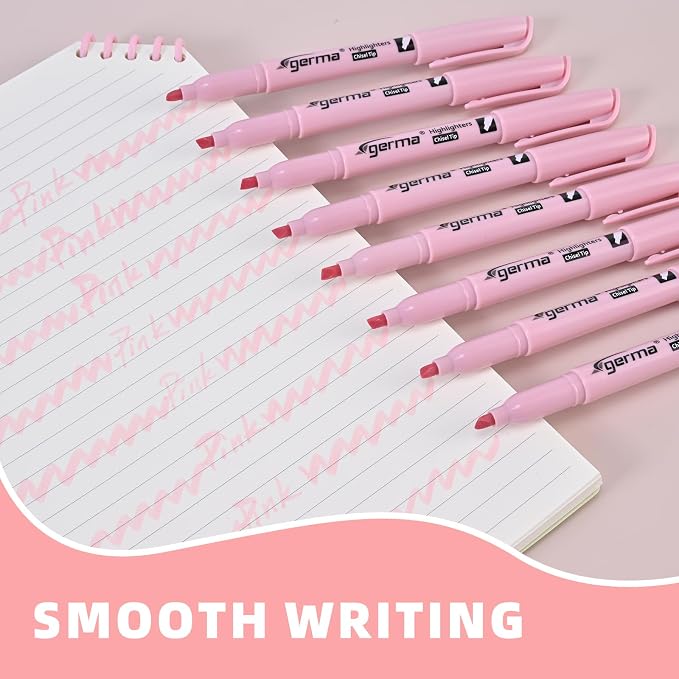 Cgerma Pink Highlighter 12 Pack, Mild Pastel Color, Chisel Tip Highlighters, Quick-Drying, Cute Aesthetic Markers for Journaling, Study, School Office Supplies