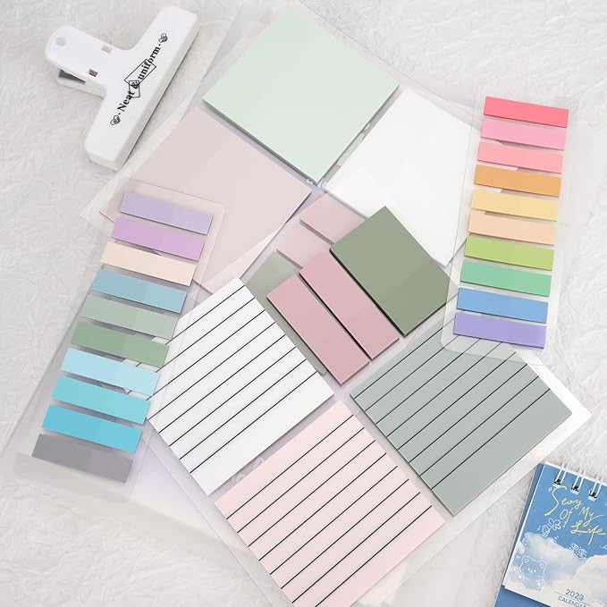 Temiary 1000 Sheets Transparent Pastel Sticky Notes with Lines, 3 x 3 inch Clear Sticky Note Waterproof See Through Memo Pad, Translucent Writable Index Book Tabs for Annotating Supplies
