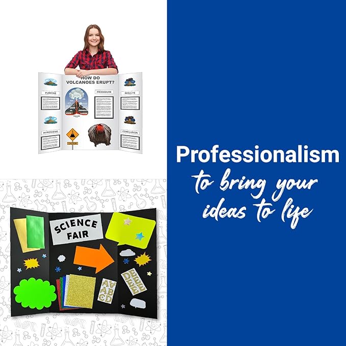 Royal Brites Tri-Fold White Foam Board – 28" x 40", 5 per Case – Self-Standing Presentation Board for School Projects, Science Fairs, Displays & Crafts
