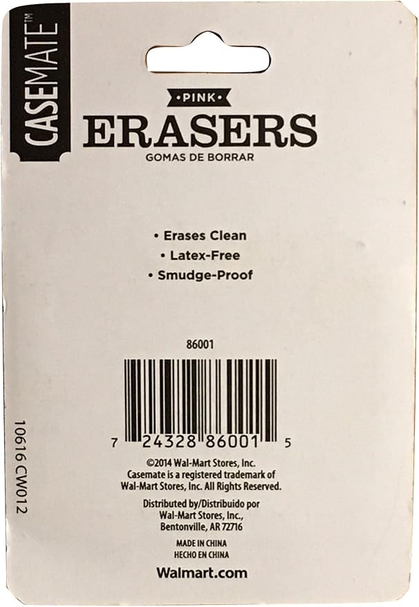 CASEMATE Smudge-Proof Pink Erasers 2 Count