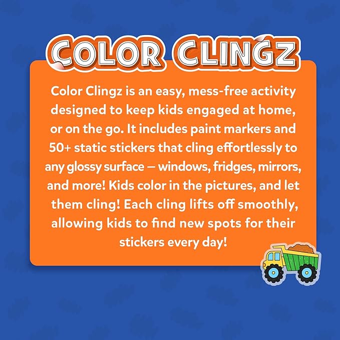 Skillmatics Cling Art – Color Clingz, 50+ Reusable Static Stickers, Mess-Free Fun for Kids, DIY Craft Kits & Supplies, Travel Toys, Creative Gifts for Boys and Girls Ages 3, 4, 5, 6, 7