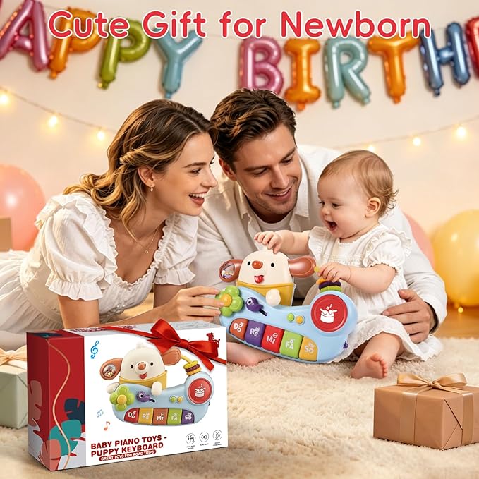 WITALENT Baby Toys, Puppy Baby Musical Piano, Toddler Montessori Toys, Infant 12-18 Months Must Have, Early Learning Educational Keyboard Piano for 1 Year Old Boys Girls Birthday