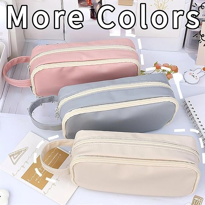 Big Capacity Pencil Case 5 Compartments Large Pencil Pouch Pen Bag Pencil Box Holder Organizer Simple Storage Aesthetic Stationery Cosmetic for Adults Men Women College Office Essentials (Blue)
