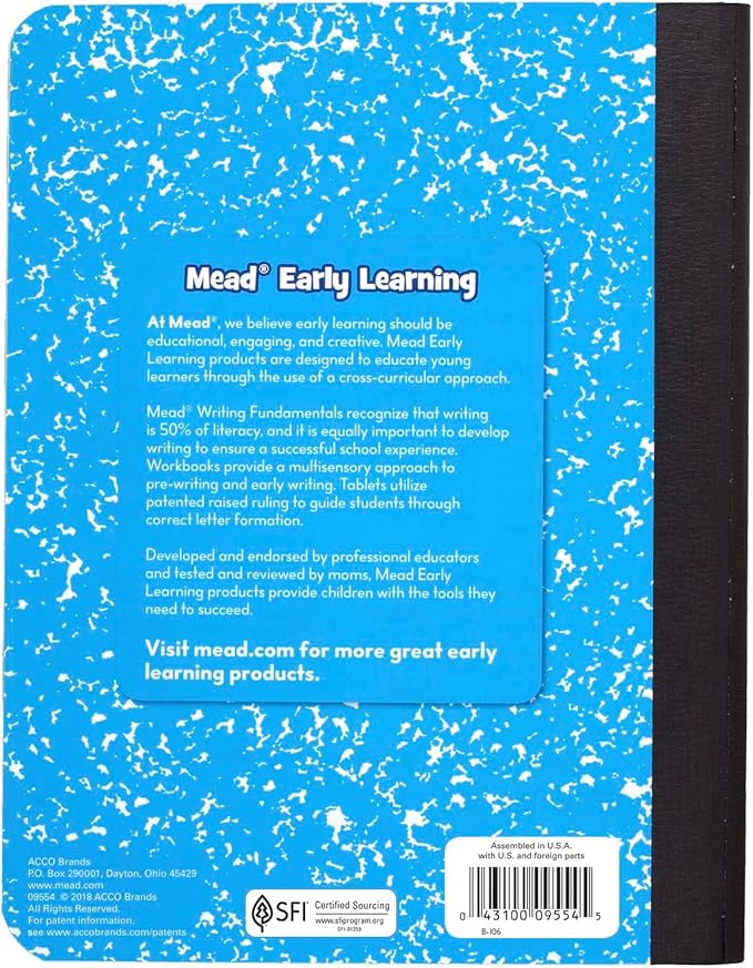 Mead Primary Journal Creative Story Tablet Composition Notebook, 7.5" x 9.75", Grades K-2, 100 Sheets, 4 Pack, Assorted Colors (610051-ECM)