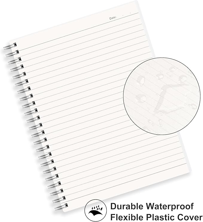 RETTACY Spiral College Ruled Notebook, 2-Pack, 160 Pages per Pack, B5 Medium Size (7.6" x 10"), for School, Work, Writing, Journaling, 100 GSM Thick Paper, Flexible Plastic Cover