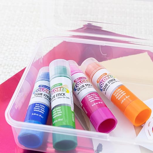 BAZIC Products Washable Colored Glue Stick 8g/0.28 Oz, All Purpose Acid Glue Sticks for Kids Photos Paper Kids at School Home Office (4/Pack), 24-Pack