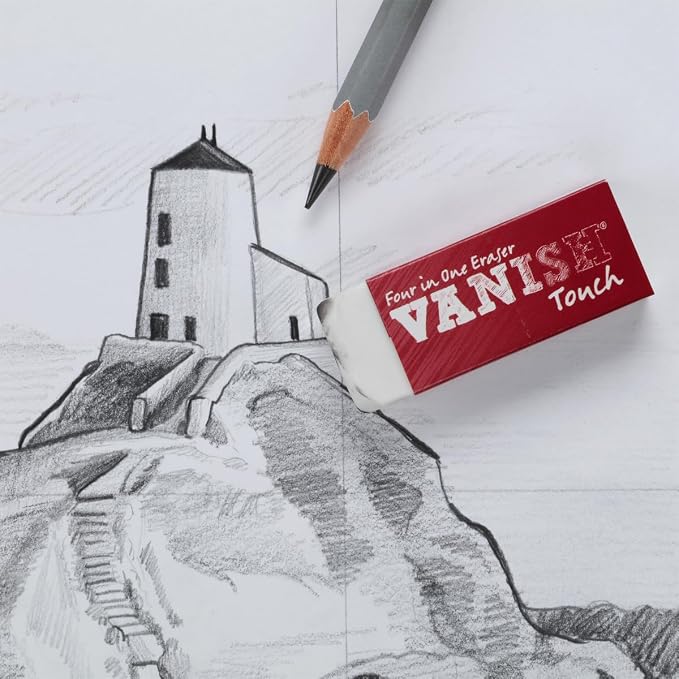 Acurit Vanish Touch Artist Eraser, Latex-Free - Soft, Flexible Pencil Erasers, Sketching Supplies W/Protective Sleeve - Graphite, Charcoal, Pastel Compatible