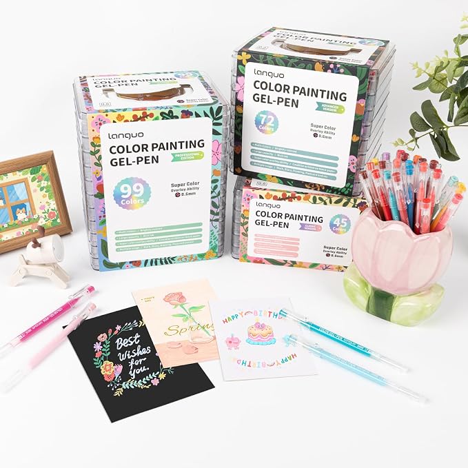 Gel Pens For Coloring,99 Pack Colored Pen for Black&White Paper,0.6MM Point
