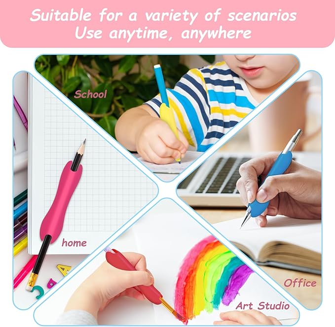 Colors Pencil Grips for Kids and Adults,Pencil Grips for Kids Handwriting,Pencil Holder Finger Posture Correction Training,Anti-Slip Texture Ergonomic Design for Right or Left-Handed Use(6-Pack)