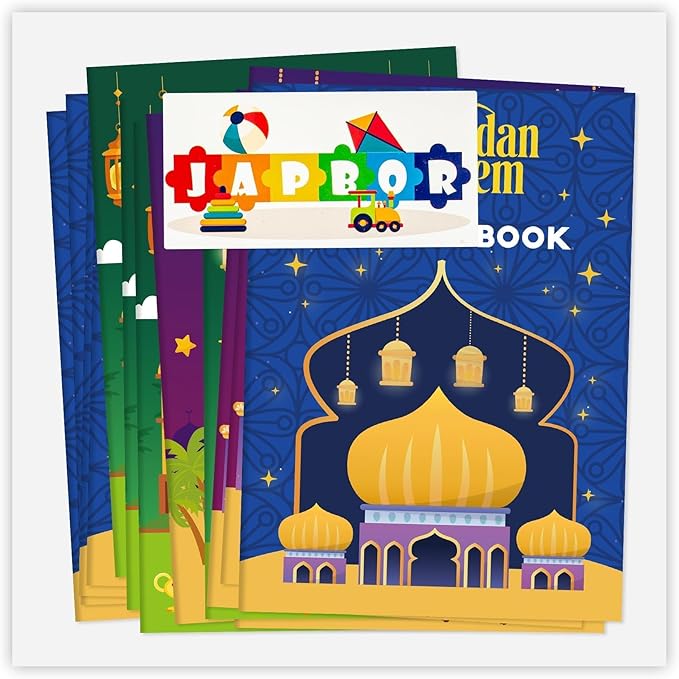 JAPBOR Ramadan Activity Coloring Books - Mini Happy Eid Mubarak Activities Color Book Bulk for Kids Party Favors, Ramadan Kareem Al Fitr Small Colour Pages for Class School Drawing Painting Games