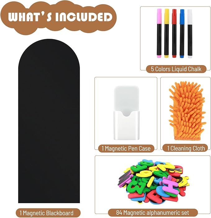 Magnetic Chalkboard for Wall, 47.2" x 18" Magnetic Arch Wall Decal Self Adhesive Blackboard Wallpaper Peel and Stick Chalk Board Wall Decal Roll for Home Playroom Classroom