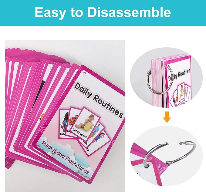 Lilias Daily Routines Flash Cards, Toddler Learning Toys, Preschool Learning Toys, Homeschool Supplies, Learning Supplies for Kindergarten, 4.3 X 3.14 Inch, 45 Cards in Set
