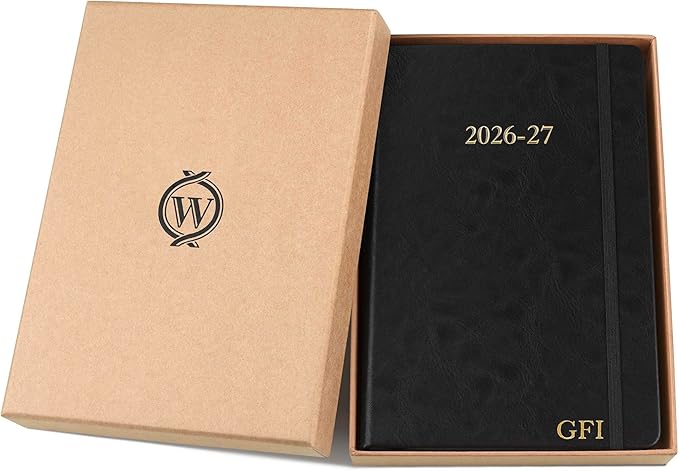 Wykeham's Executive 2026-27 Daily Journal Planner – Customization Available – Mid-Year Academic Diary – July 2026 to June 2027 (Personalized Black, 8.5"×5.5")