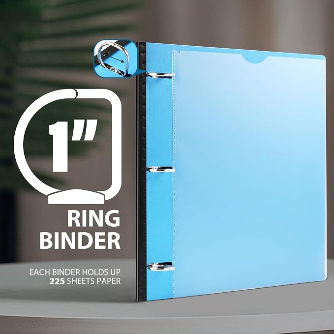 WOT I Telescoping 3 Ring Binder 1 Inch 12-Pack, Expandable Flexible Binder - Patented Design for Easy Portability, Holds 8.5"x11" Paper, 4 Bright Colors for School, Office&Home Organization