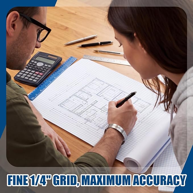 Jetec 1 Roll Large Grid Graph Paper Roll 1/4'' Grid 11 Inch x 39ft Engineering Drafting Paper for Blueprint School Classroom Graphing Supplies Engineer Architect Designer Mathematician Gifts