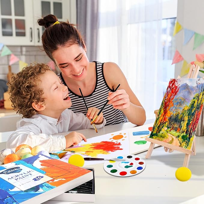 Acrylic Paint Set,56 PCS Professional Painting Supplies with Paint Brushes, 36 Colors Acrylic Paints, 1 Easel, 2 Painting Canvases, Palette, Paint Knives and Art Sponges for Hobbyists and Beginners