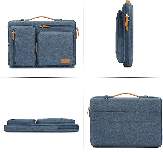 MOSISO 360 Protective Laptop Shoulder Bag,17-17.3 inch Computer Bag Compatible with MacBook, HP, Dell, Lenovo, Asus Notebook,Side Open Messenger Bag with 4 Zipper Pockets&Handle, Haze Blue