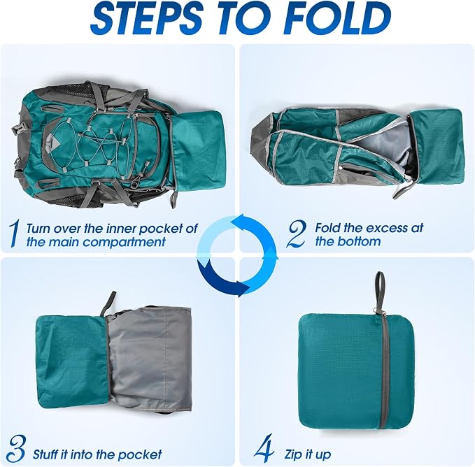 IGOLUMON Hiking Backpack 40L Packable Lightweight Camping Daypack Men Women | Multi-compartment storage Water-resistant Foldable Nylon Material Hiking Day pack for Camping Cycling Outdoor