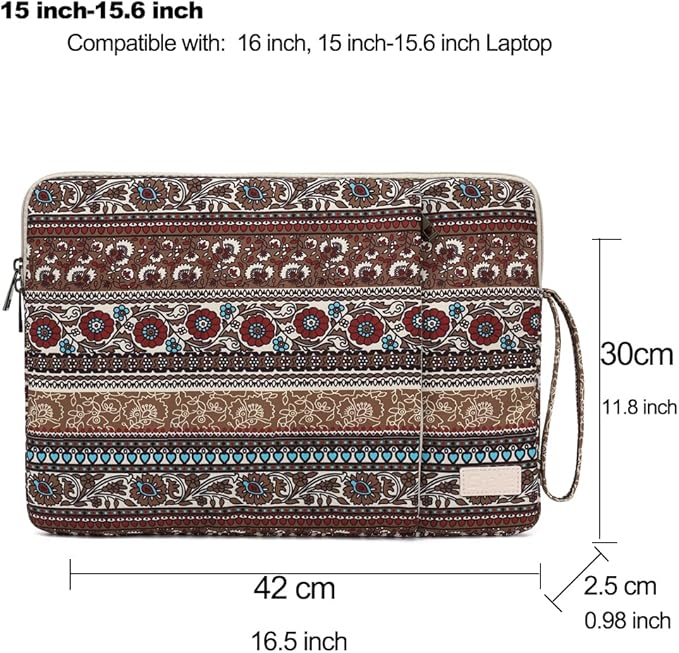 Laptop Sleeve 13.3 inch14 Inch, 15.6inchWater Resistant Traveling Computer Cover with Handle, Shockproof Protective Carrying Laptop Case (Y8-Khaki Bohemia, 15 inch-15.6 inch)