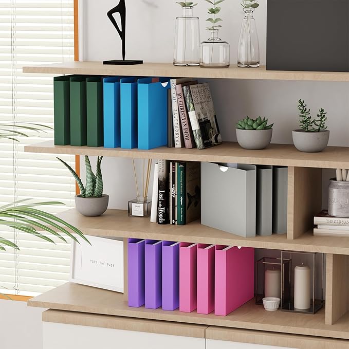 Plastic Expanding File Jacket Letter Size,1 Inch Reinforced Expandable Sides Manila Folders,8.5x11 Job Folders File Jackets,12 Pack Colored Project File Pockets with Straight-Cut Tabs