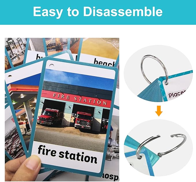 Lilias Places & Buildings Flash Cards, Toddler Learning Toys, Preschool Learning Toys, Homeschool Supplies, Learning Supplies for Kindergarten, 4.3 X 3.14 Inch, 32 Cards in Set